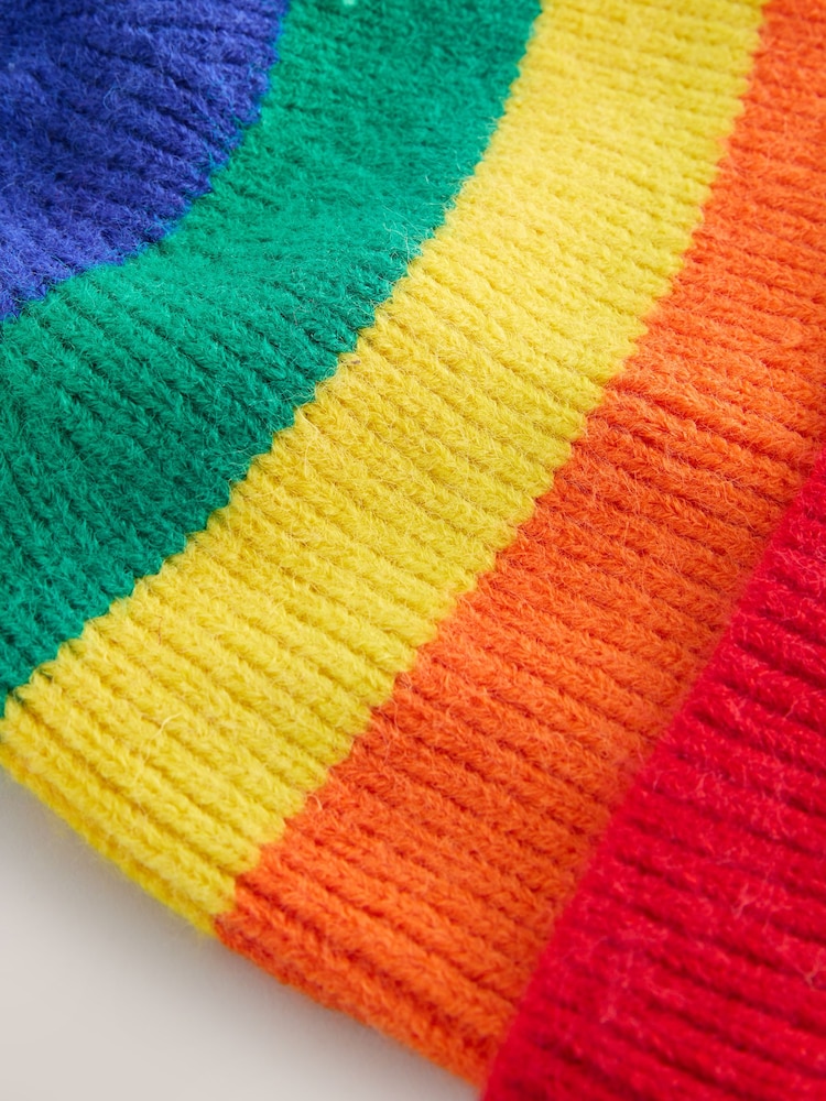 Little Bird by Jools Oliver Multi Bright Rainbow Stripe Knitted Beanie With Mittens/Gloves Set - Image 5 of 5 Little Bird by Jools Oliver Multi Bright Rainbow Stripe Knitted Beanie With Mittens/Gloves Set - Image 5 of 5