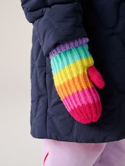 Little Bird by Jools Oliver Multi Pastel Rainbow Stripe Knitted Hat With Mittens/Gloves and Snood Set - Image 3 of 5