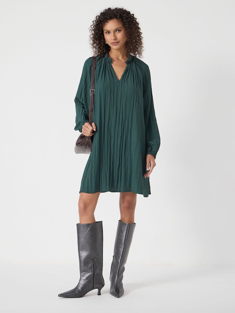Hush Green Ruffled Long Sleeve Mini Dress - Image 1 of 5