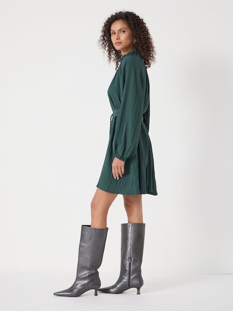 Hush Green Ruffled Long Sleeve Mini Dress - Image 2 of 5
