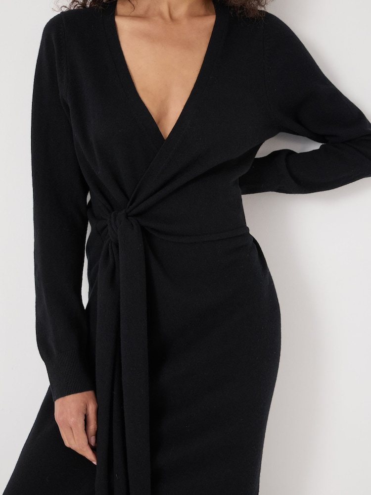 Hush Black Merino V-Neck Tie Detail Dress - Image 3 of 3 Hush Black Merino V-Neck Tie Detail Dress - Image 3 of 3