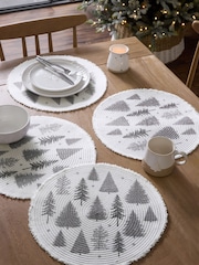 Set of 4 Grey Cosy Scandi Christmas Tree Woven Placemats - Image 1 of 4