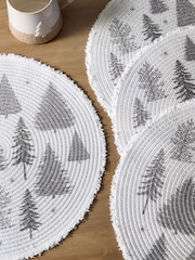 Set of 4 Grey Cosy Scandi Christmas Tree Woven Placemats - Image 3 of 4
