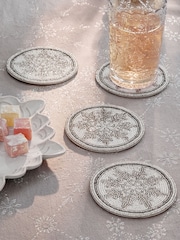Set of 4 Snowflake Beaded Coasters - Imagen 1 de 5