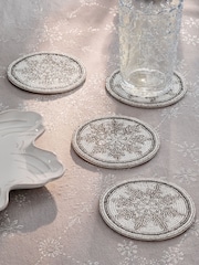 Set of 4 Snowflake Beaded Coasters - Imagen 2 de 5
