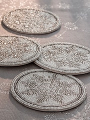 Set of 4 Snowflake Beaded Coasters - Imagen 3 de 5