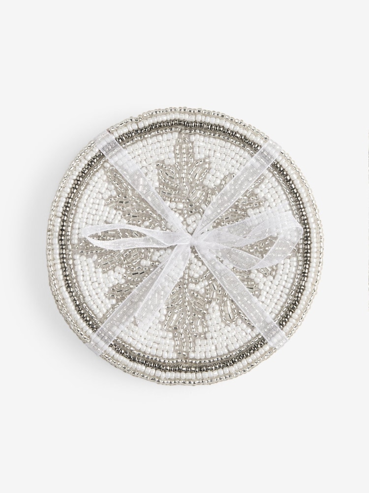 Set of 4 Snowflake Beaded Coasters - Imagen 5 de 5