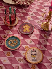 Set of 4 Multi Christmas Food Beaded Coasters - Image 1 of 4
