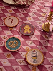 Set of 4 Multi Christmas Food Beaded Coasters - Image 2 of 4