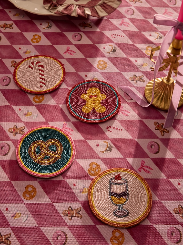 Set of 4 Multi Christmas Food Beaded Coasters - Image 2 of 4 Set of 4 Multi Christmas Food Beaded Coasters - Image 2 of 4