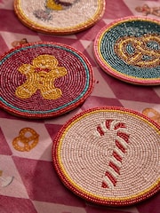 Set of 4 Multi Christmas Food Beaded Coasters - Image 3 of 4