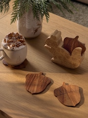 Set of 4 Natural Squirrel Wooden Coasters in Holder - Image 1 of 4