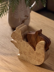 Set of 4 Natural Squirrel Wooden Coasters in Holder - Image 2 of 4