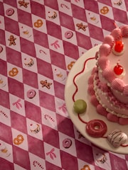 Pink Christmas Food Wipe Clean Table Cloth - Image 1 of 3