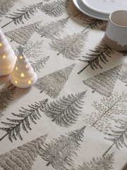 Grey Cosy Scandi Christmas Tree Wipe Clean Table Cloth - Image 1 of 3