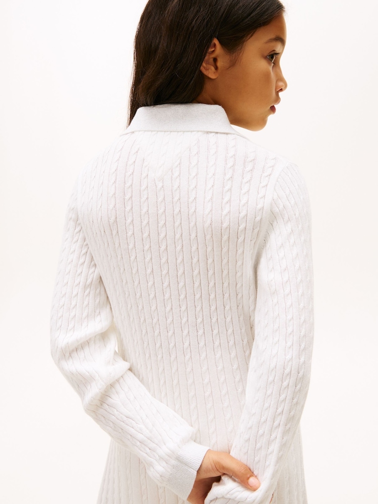 Buy Tommy Hilfiger White Glitter Mini Cable Knit Jumper Dress from Next USA