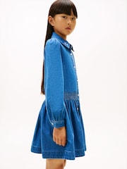 Tommy Hilfiger Blue Embroidery Flower Shirt Dress - Image 4 of 5