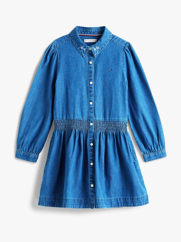 Tommy Hilfiger Blue Embroidery Flower Shirt Dress - Image 5 of 5