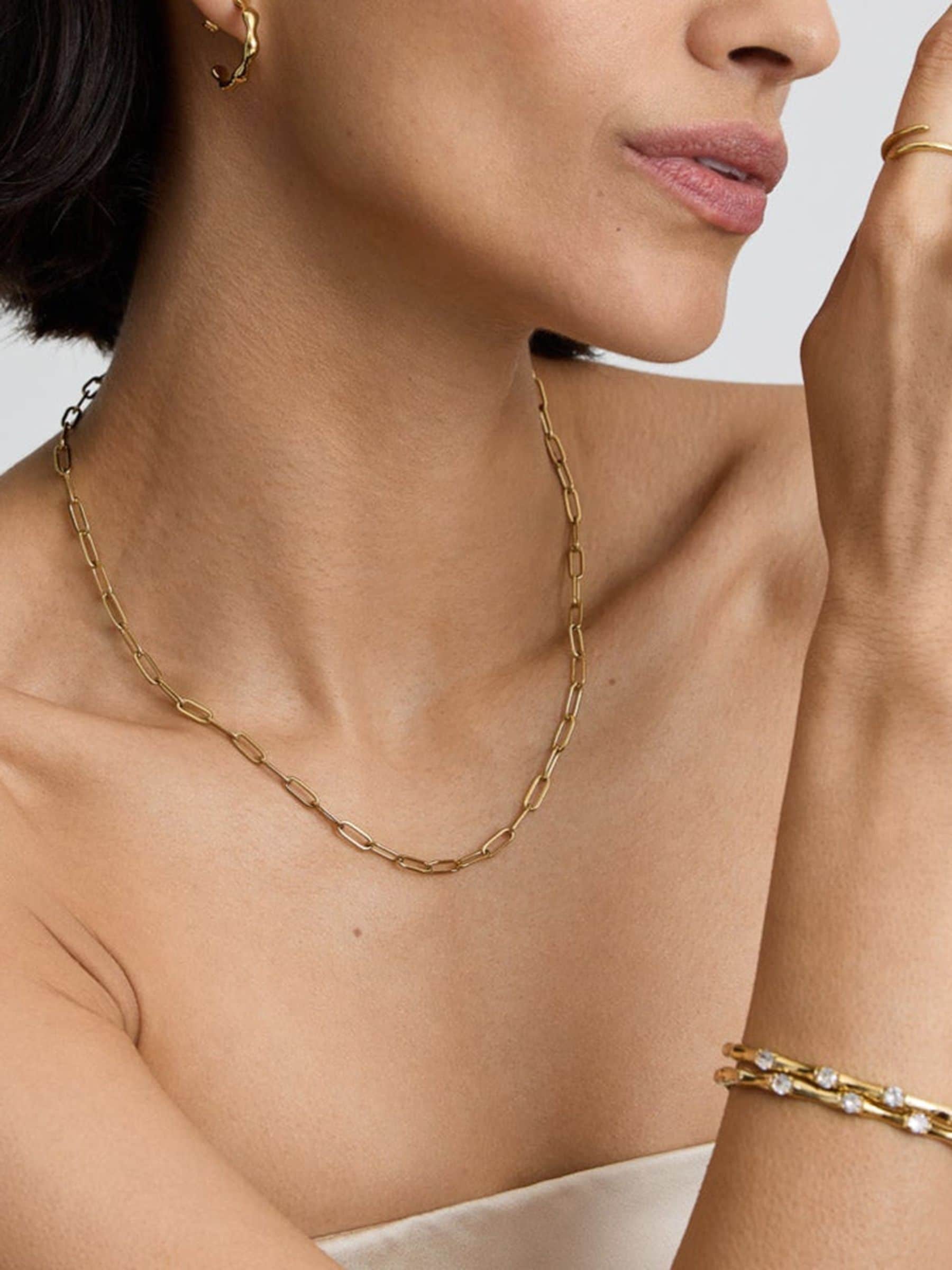 D.louise Women's Gold Paperclip Tone Necklace 45Cm - Image 3