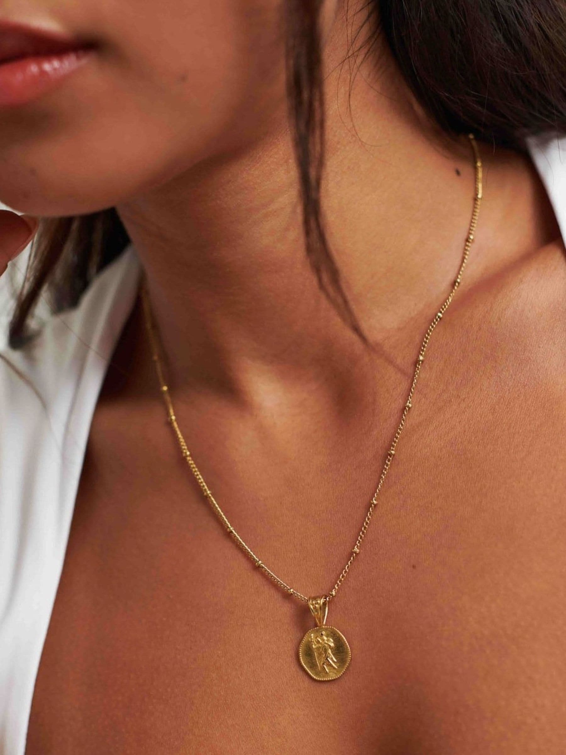 D.Louise Yellow Gold Tone Plated Stainless Steel St.Christopher Pendant THN-21 - Image 4