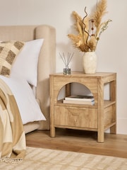Natural Arches Mango Effect Wide 1 Drawer Bedside Table - Image 2 of 8