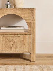 Natural Arches Mango Effect Wide 1 Drawer Bedside Table - Image 4 of 8
