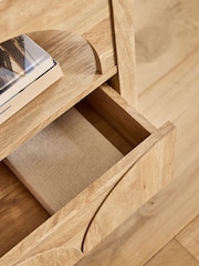 Natural Arches Mango Effect Wide 1 Drawer Bedside Table - Image 5 of 8