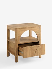 Natural Arches Mango Effect Wide 1 Drawer Bedside Table - Image 6 of 8
