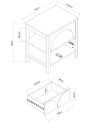 Natural Arches Mango Effect Wide 1 Drawer Bedside Table - Image 7 of 8