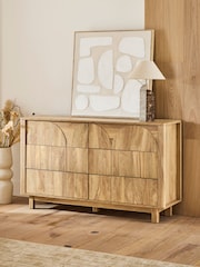 Natural Arches Mango Effect Wide 6 Drawer Chest of Drawers - Image 2 of 11
