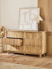 Natural Arches Mango Effect Wide 6 Drawer Chest of Drawers - Image 3 of 11