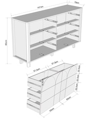 Natural Arches Mango Effect Wide 6 Drawer Chest of Drawers - Image 4 of 11