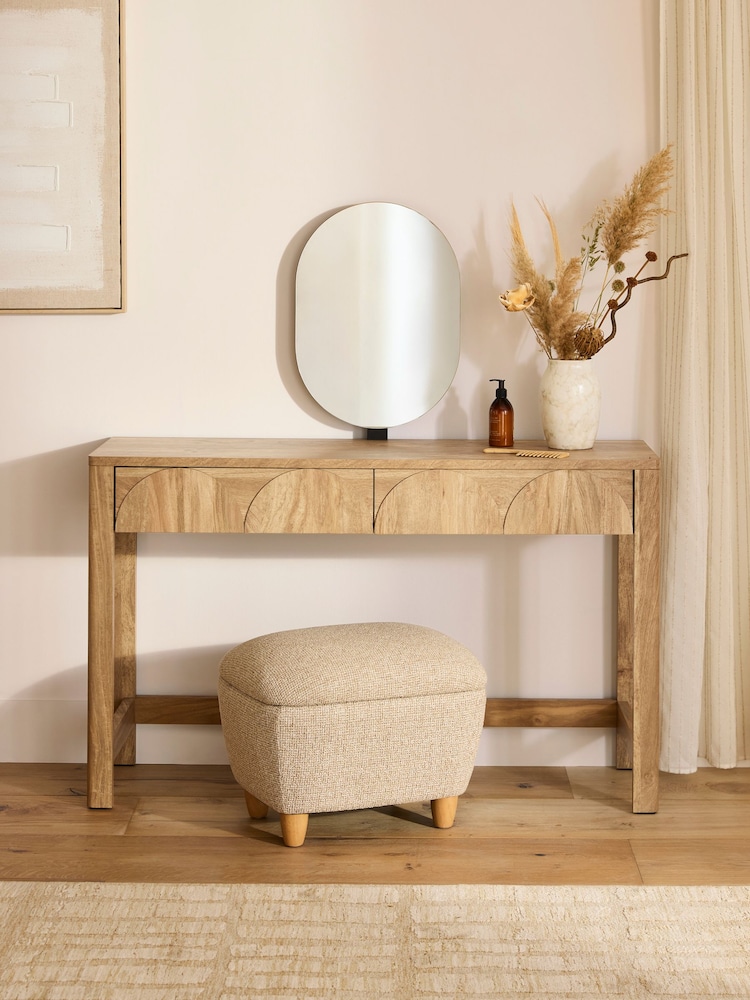 Natural Arches Mango Effect 2 Drawer Dressing Table with Mirror - Image 1 of 9 Natural Arches Mango Effect 2 Drawer Dressing Table with Mirror - Image 1 of 9
