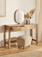 Natural Arches Mango Effect 2 Drawer Dressing Table with Mirror - Image 8 of 9