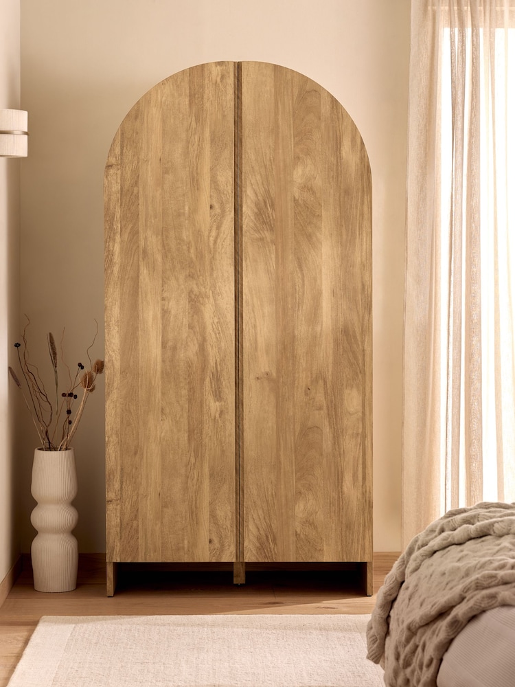 Mid Natural Arches Mango Wood Effect Double Wardrobe - Image 1 of 10