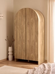 Mid Natural Arches Mango Wood Effect Double Wardrobe - Image 2 of 10