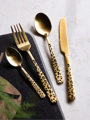 Rockett St George 16 Piece Gold Leopard Love Cutlery Set - Image 1 of 5