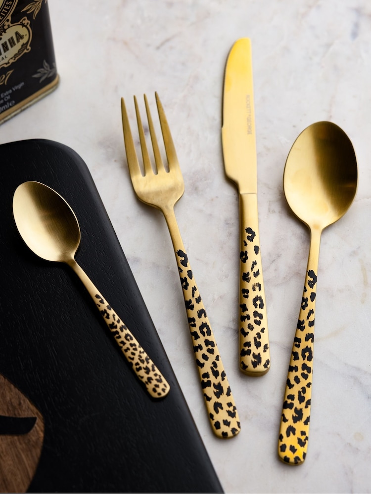 Rockett St George 16 Piece Gold Leopard Love Cutlery Set - Image 2 of 5