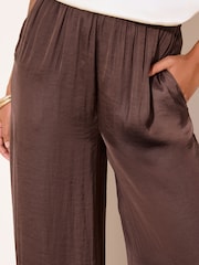 Lipsy Chocolate Brown Textured Satin Balloon Trousers - Image 2 of 4