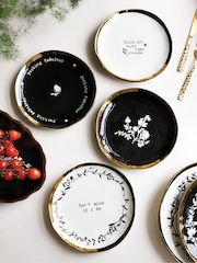 Rockett St George Set of 4 Black/Cream Food Lovers Side Plates - Image 1 of 6