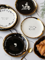 Rockett St George Set of 4 Black/Cream Food Lovers Side Plates - Image 3 of 6