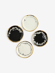 Rockett St George Set of 4 Black/Cream Food Lovers Dinner Plates - Image 2 of 4
