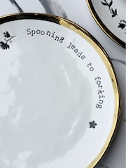 Rockett St George Set of 4 Black/Cream Food Lovers Dinner Plates - Image 3 of 4