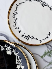 Rockett St George Set of 4 Black/Cream Food Lovers Dinner Plates - Image 4 of 4