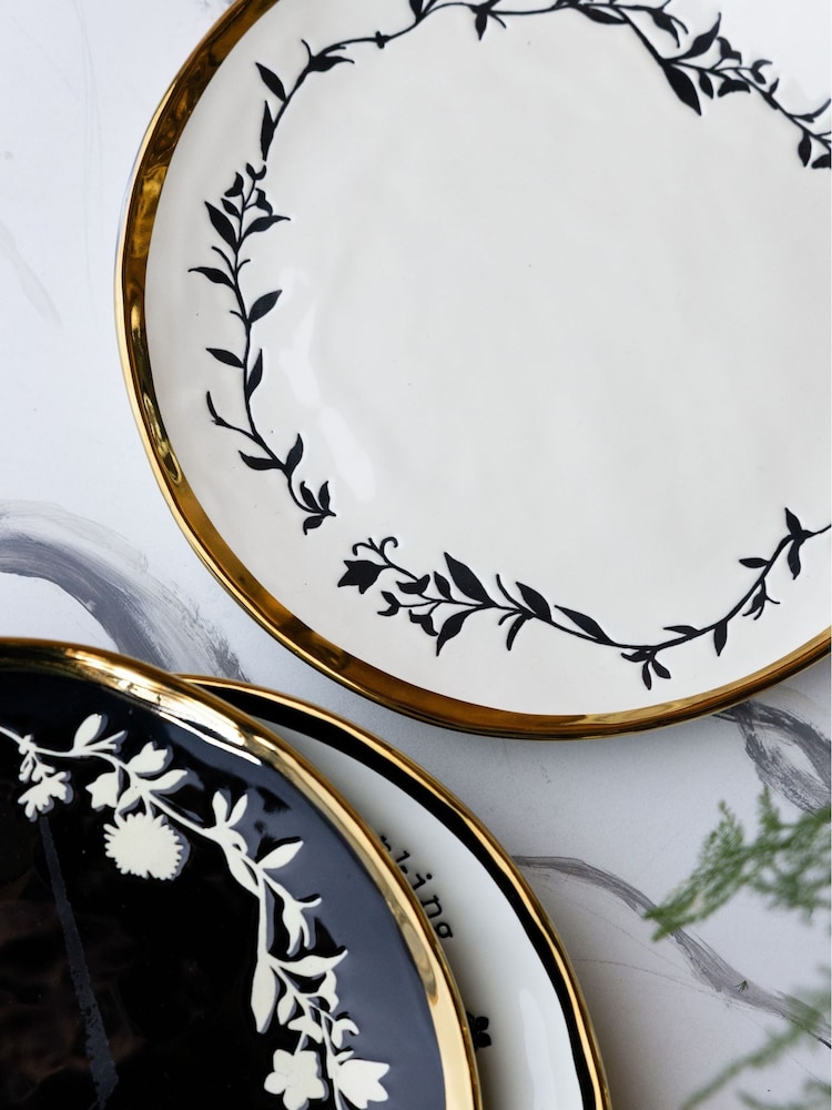 Rockett St George Set of 4 Black/Cream Food Lovers Dinner Plates - Image 4 of 4 Rockett St George Set of 4 Black/Cream Food Lovers Dinner Plates - Image 4 of 4