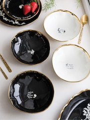 Rockett St George Set of 4 Black/Cream Food Lovers Pasta Bowls - Image 1 of 12