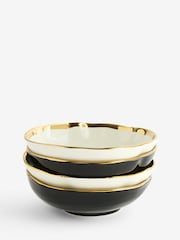 Rockett St George Set of 4 Black/Cream Food Lovers Pasta Bowls - Image 12 of 12