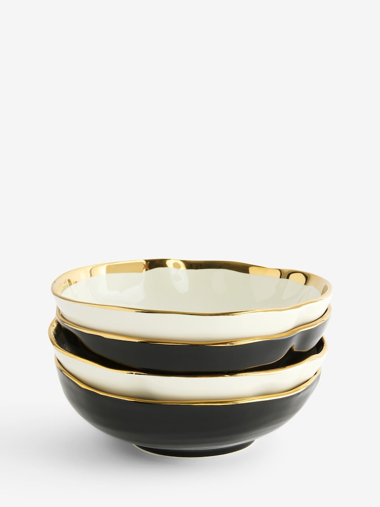 Rockett St George Set of 4 Black/Cream Food Lovers Pasta Bowls - Image 12 of 12