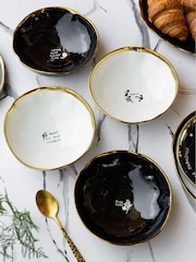 Rockett St George Set of 4 Black/Cream Food Lovers Pasta Bowls - Image 2 of 12