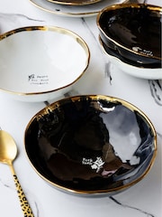 Rockett St George Set of 4 Black/Cream Food Lovers Pasta Bowls - Image 3 of 12